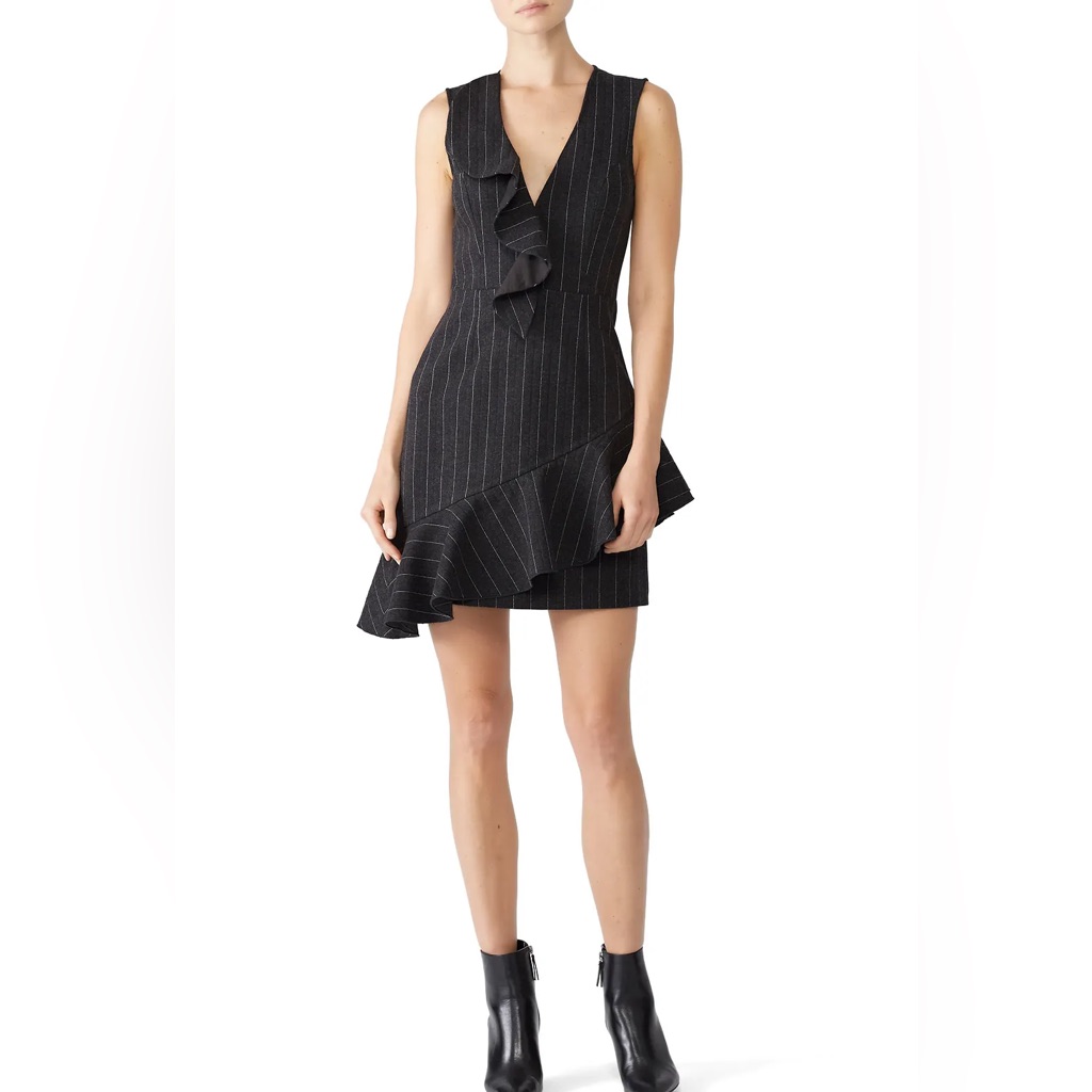 Saylor Black Ruffled V-Neck Dress